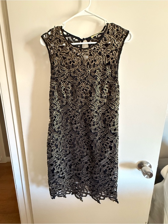 Gianni Bini Dresses & Skirts - Gianni Bini Black and Gold Lace Sheath Dress